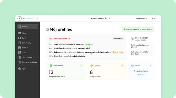 Přehled aplikace Payminator